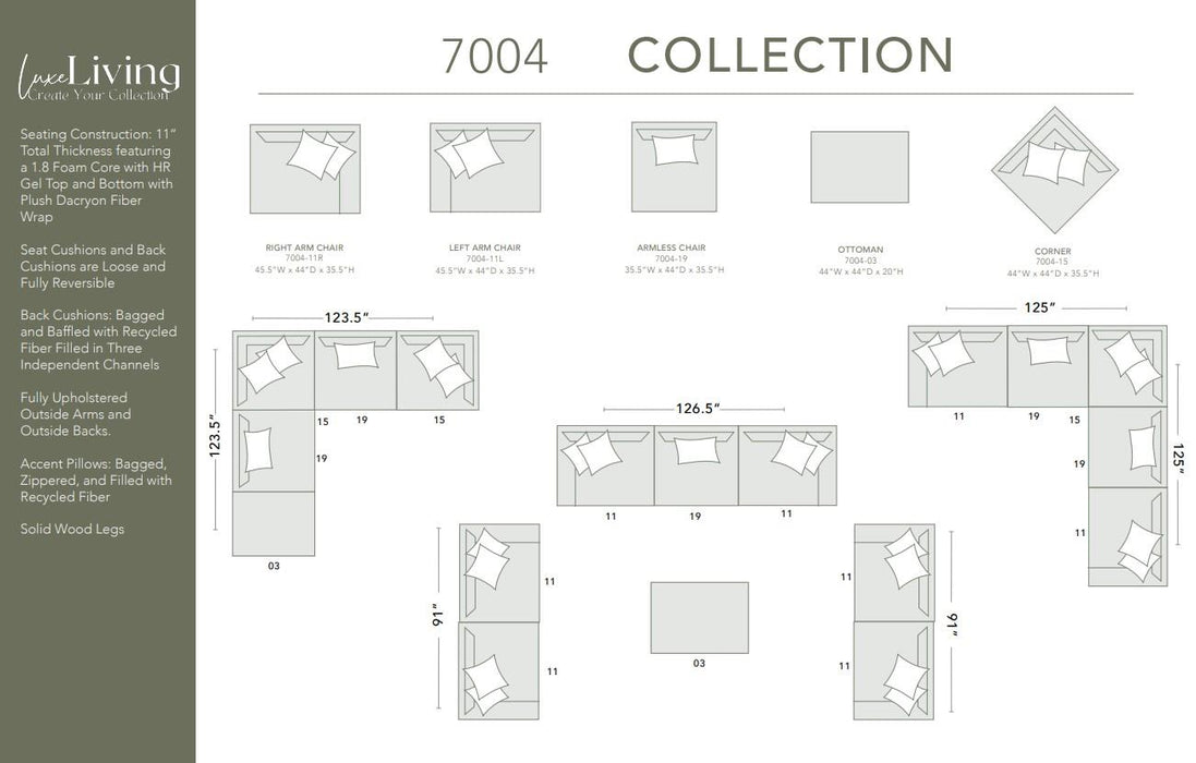 San Diego Modular Sectional Collection in Elise Ink Fabric