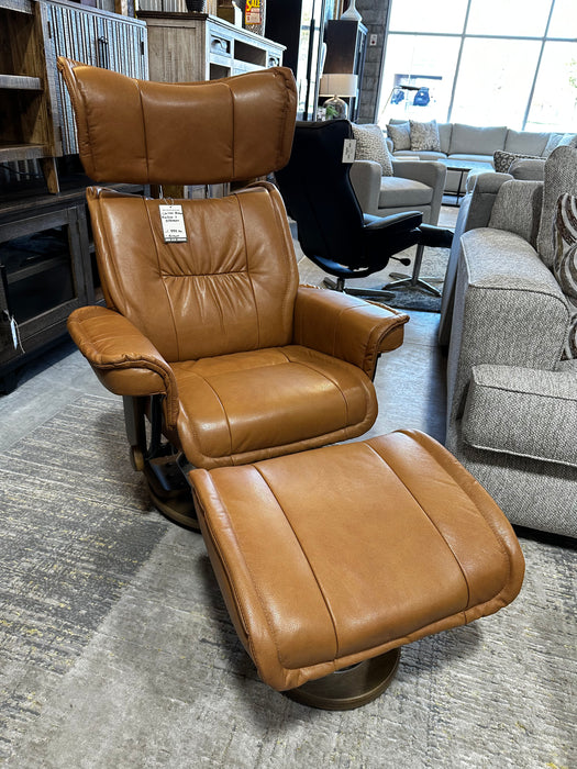 Carlton Leather Recliner Chair w/ Ottoman