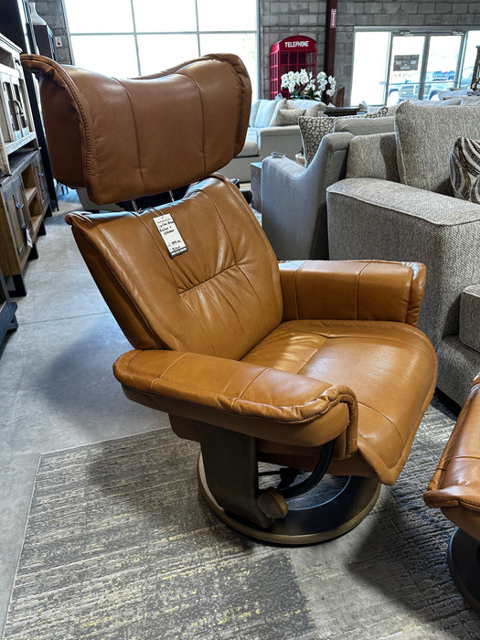 Carlton Leather Recliner Chair w/ Ottoman