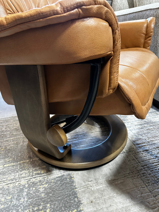 Carlton Leather Recliner Chair w/ Ottoman