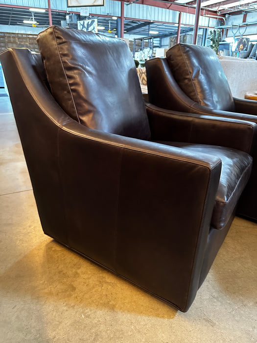 Bolivar Top Grain Leather Swivel Accent Chair
