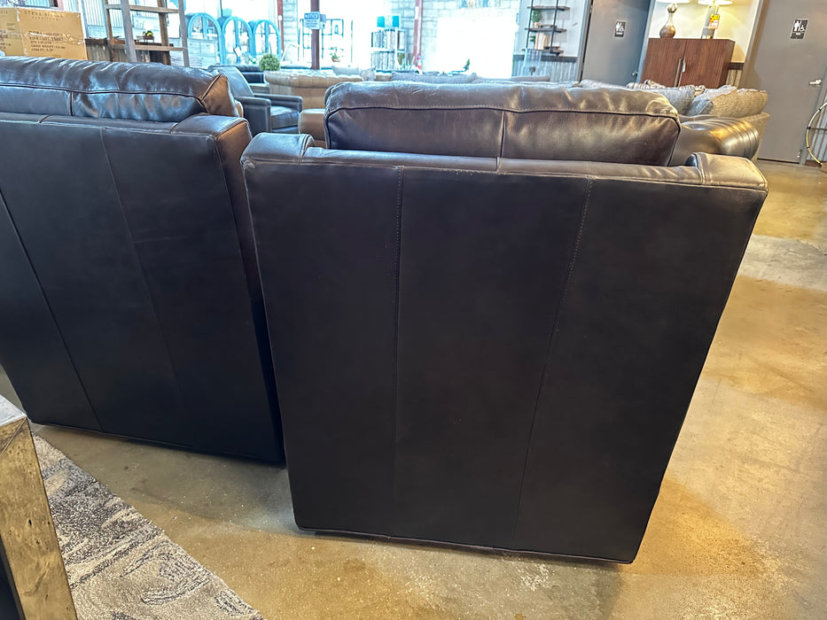 Bolivar Top Grain Leather Swivel Accent Chair