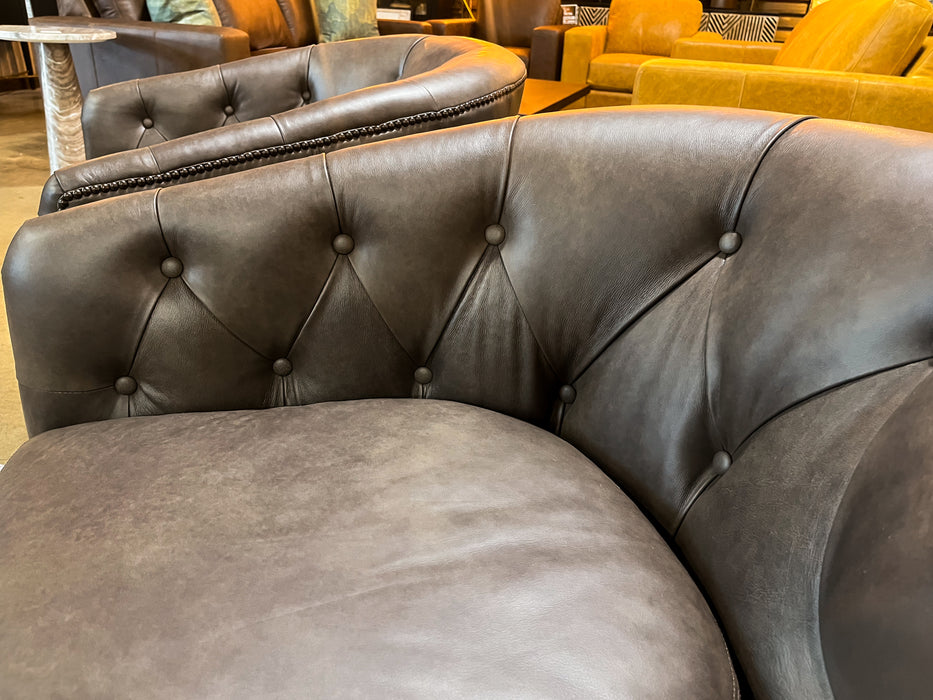 Wyatt Leather Swivel Barrel Chair