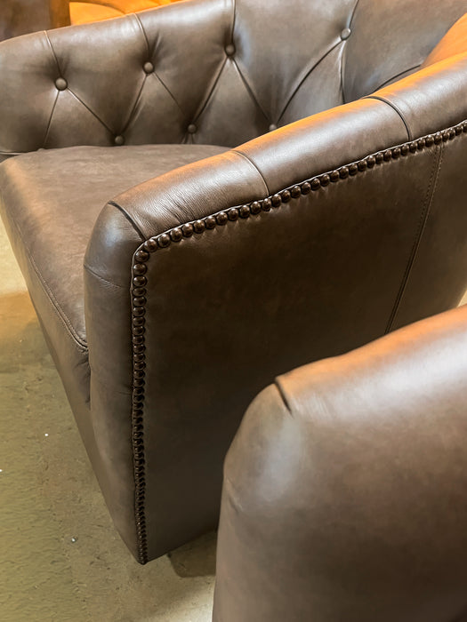 Wyatt Leather Swivel Barrel Chair