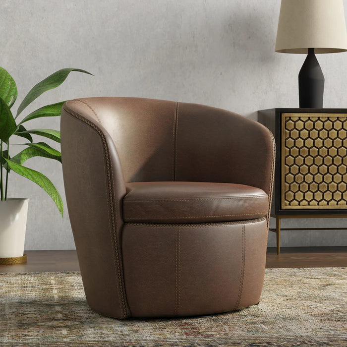 Barolo Top Grain Leather Swivel Chair