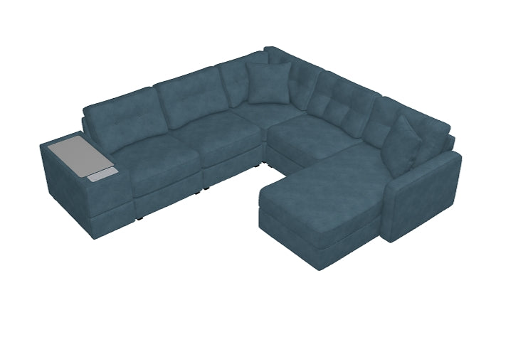 New Horizon Teal Sectional, 6PC