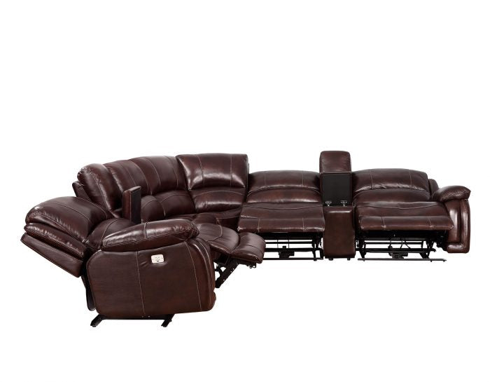 Denver Top Grain Leather 6pc Sectional