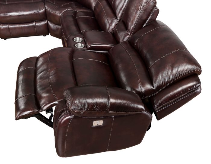 Denver Top Grain Leather 6pc Sectional