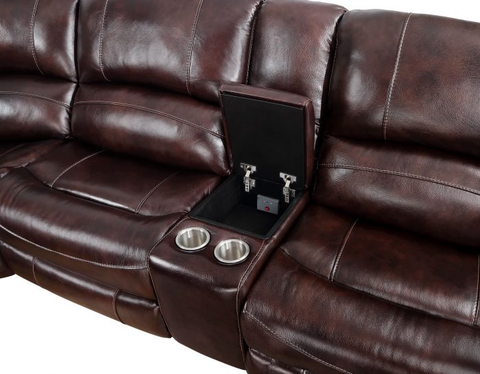 Denver Top Grain Leather 6pc Sectional