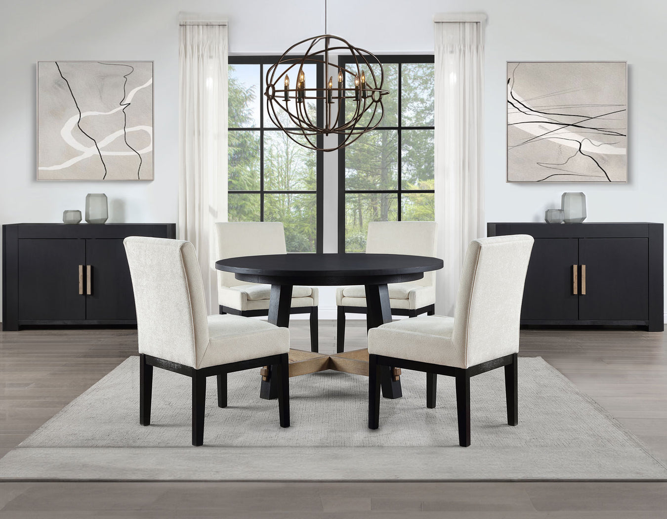 Black 54" Round Dining Table
