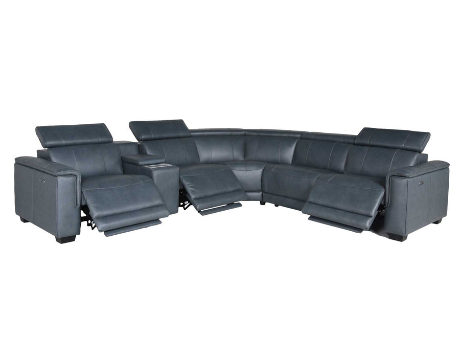 Lorenzo Top Grain Leather 6pc Power Sectional