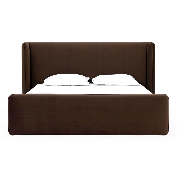 Bacall Velvet Upholstered Wingback Platform Bed