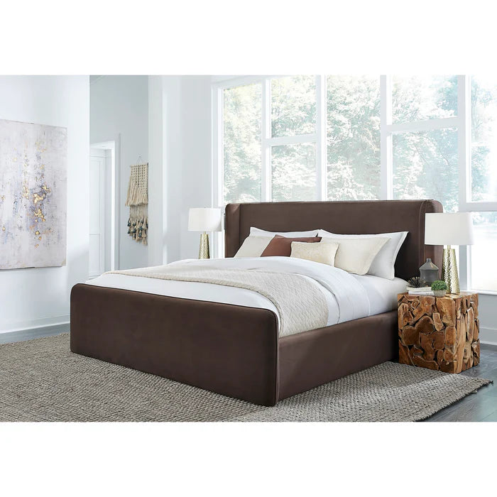 Bacall Velvet Upholstered Wingback Platform Bed