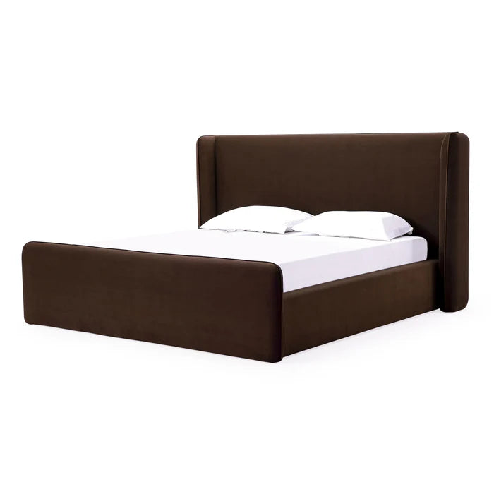 Bacall Velvet Upholstered Wingback Platform Bed