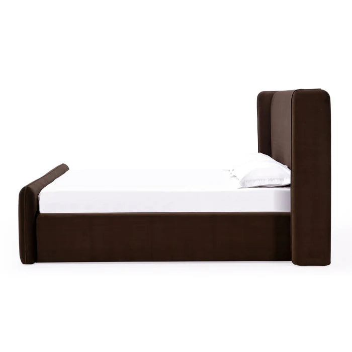 Bacall Velvet Upholstered Wingback Platform Bed