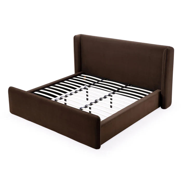 Bacall Velvet Upholstered Wingback Platform Bed