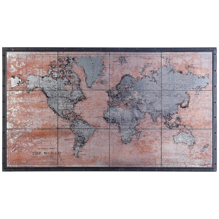 Glass Rustic World Map Art