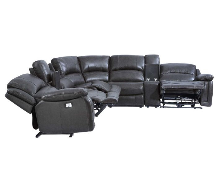 Denver Top Grain Leather 6pc Sectional