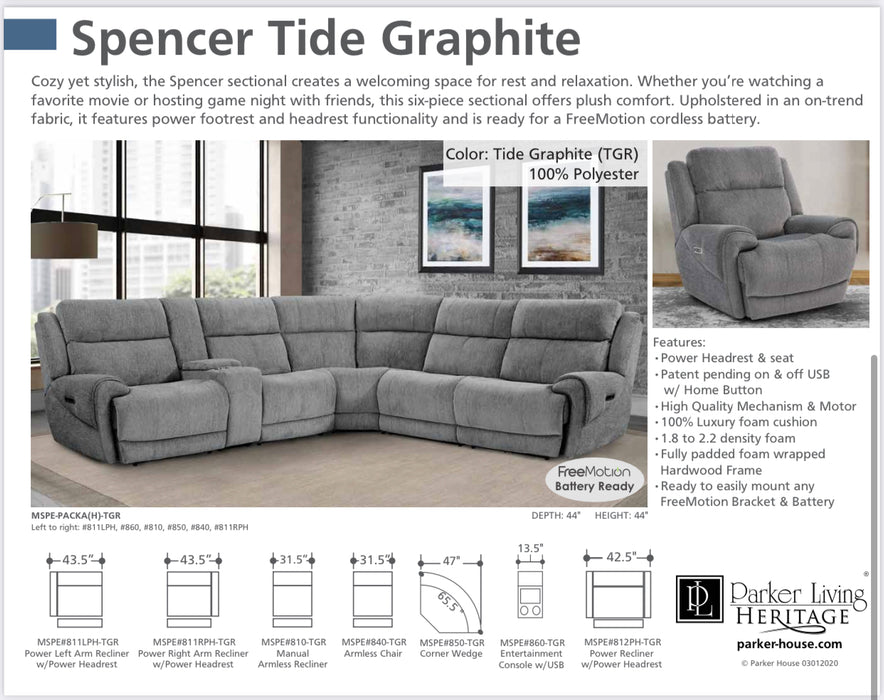 Spencer 6pc Power Sectional