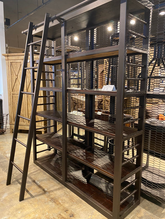 Industrial Library Bookcase w/ Ladder